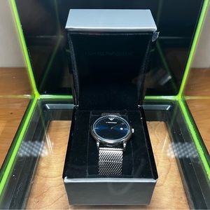 Emporio Armani Men's Three-Hand Date Gunmetal Stainless Steel Mesh Watch AR11053